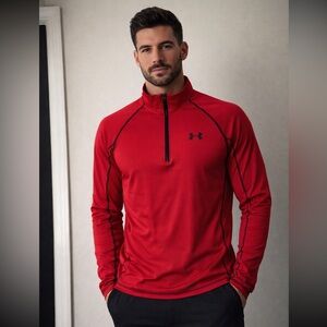 Under Armour ColdGear ¼ Zip Pullover — Red — Size S